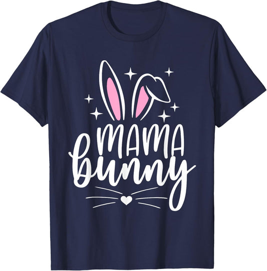 Mama Bunny Shirt Mom Pregnancy Matching Family Easter T-Shirt - T-Shirt | Navy