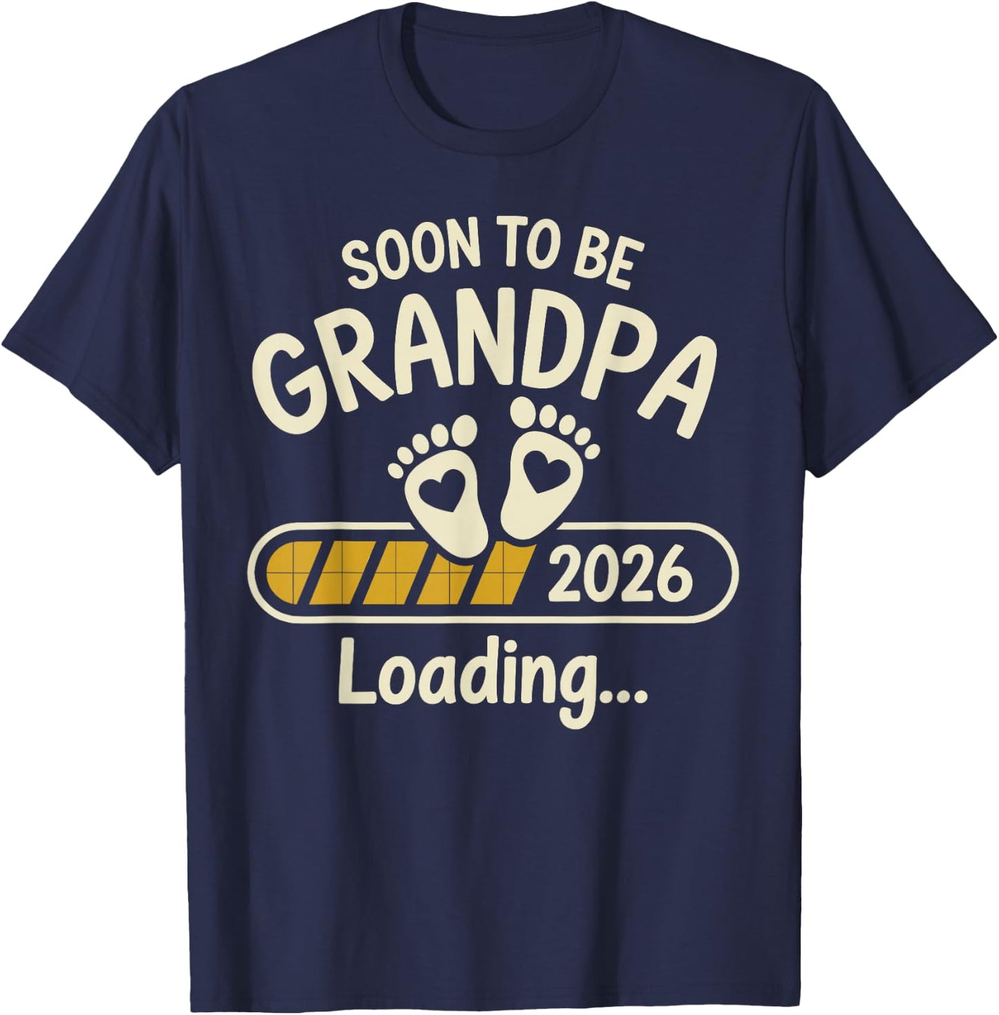 Promoted to Grandpa 2026 Grandparents Baby Announcement T-Shirt - T-Shirt | Navy