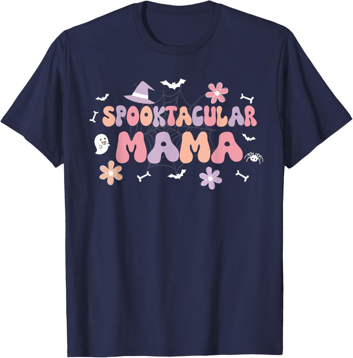 Spooktacular Mama Birthday Girl Cute Ghost Halloween T-Shirt - T-Shirt | Navy