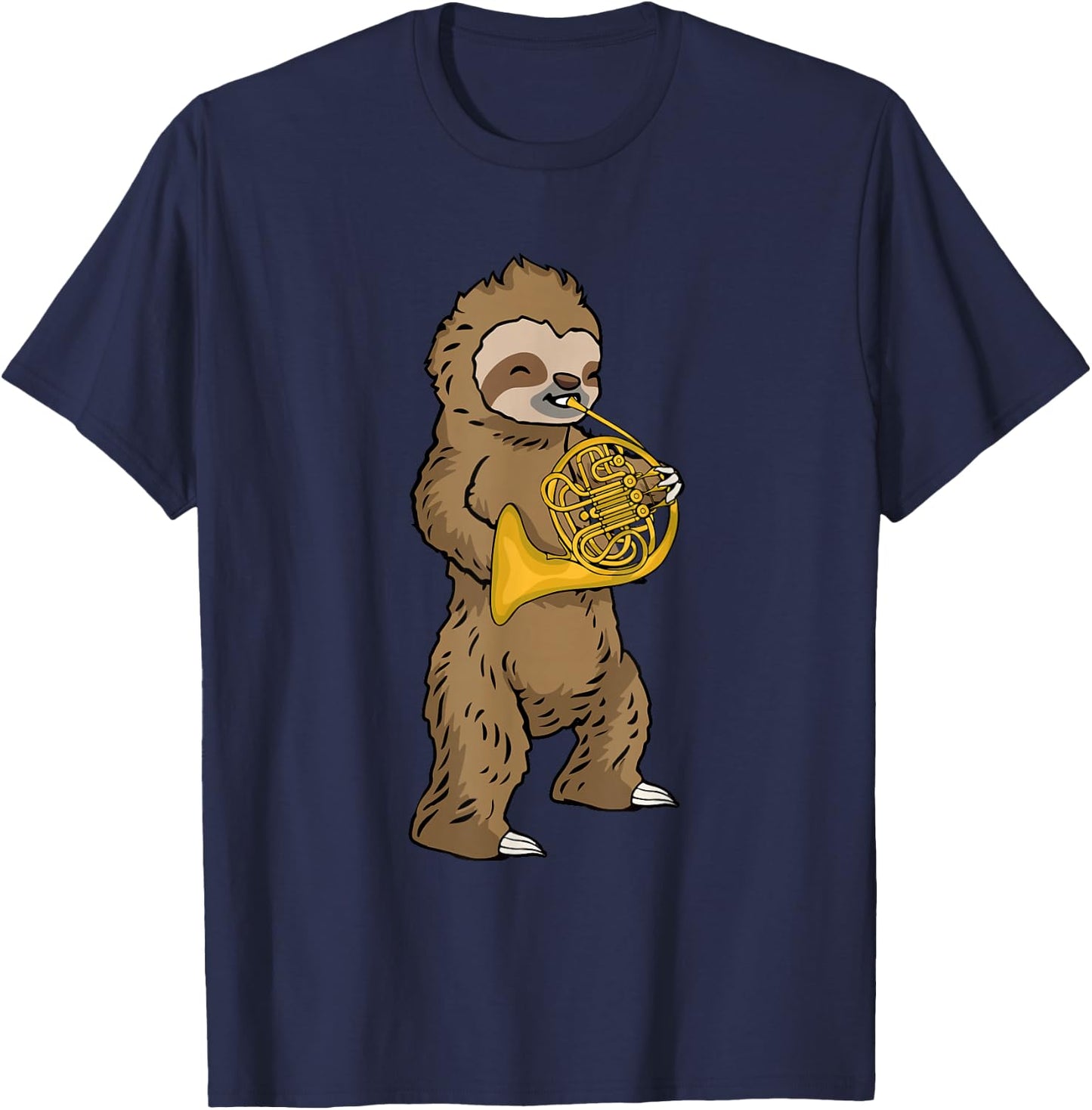 French Horn Spieler Kinder Faultier Big Band Musik French Horn T-Shirt - T-Shirt | Navy