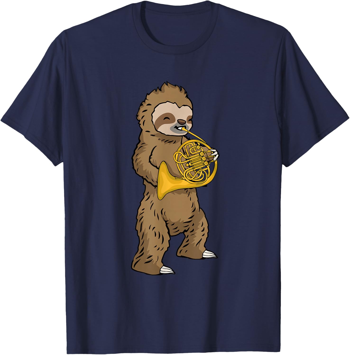 French Horn Spieler Kinder Faultier Big Band Musik French Horn T-Shirt - T-Shirt | Navy