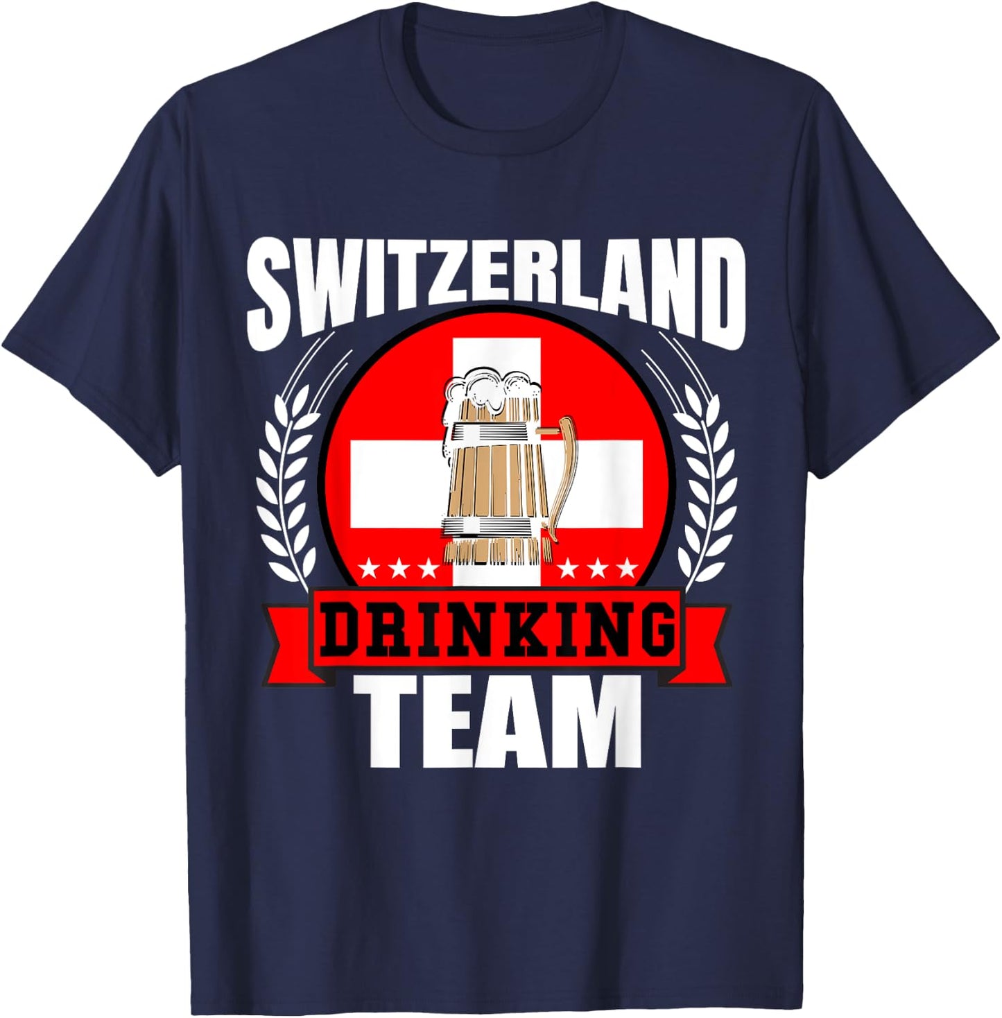 Switzerland Drinking Team Funny Swiss Flag Beer Party Gift T-Shirt - T-Shirt | Navy