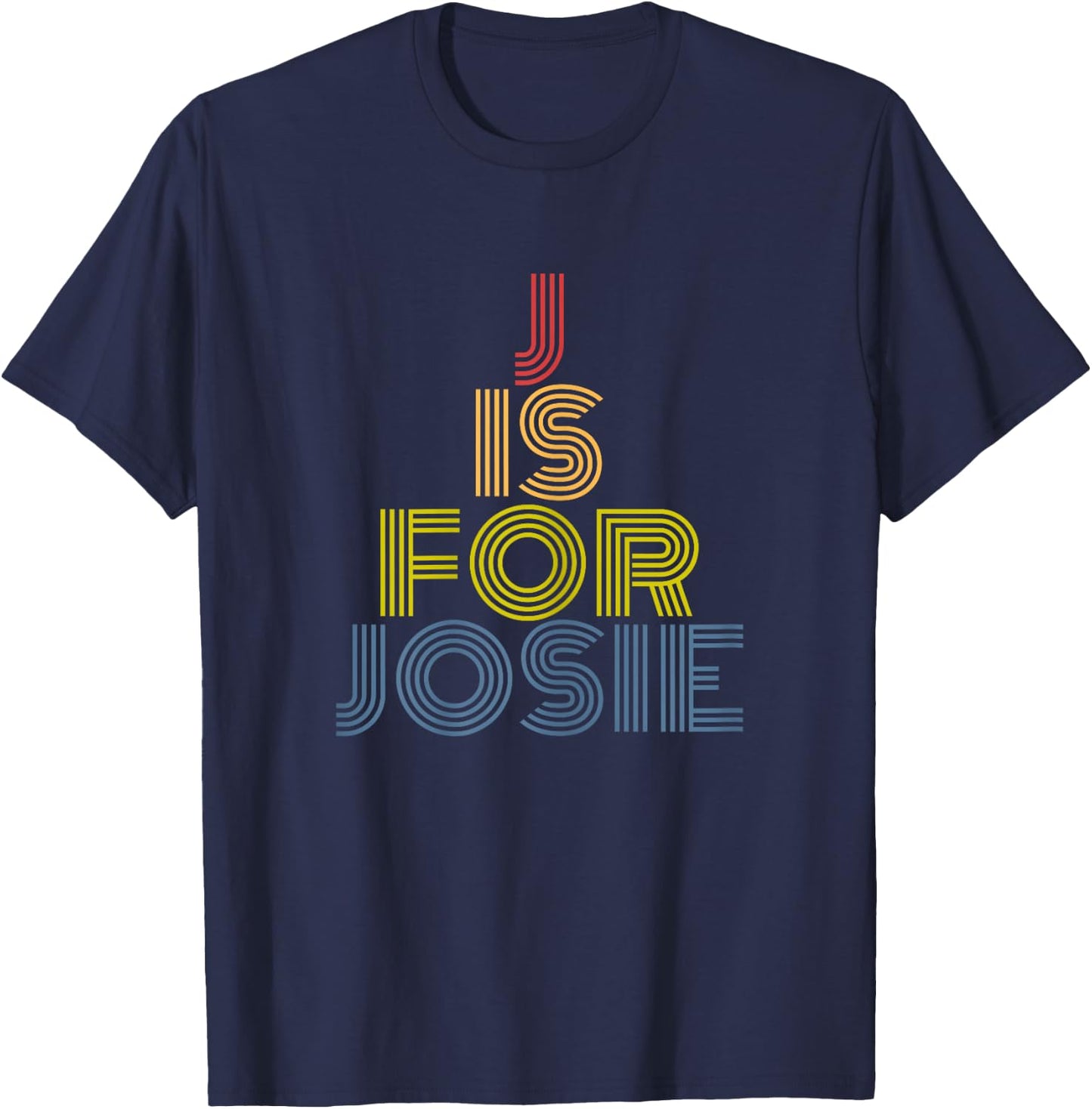 J Is For Josie funny personalized name retro 70s vintage T-Shirt - T-Shirt | Navy