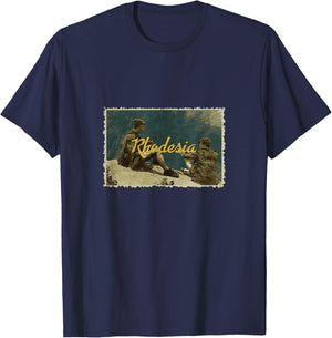Rhodesian Vintage Postcard Soldiers Bush War , grey, S T-Shirt - T-Shirt | Navy