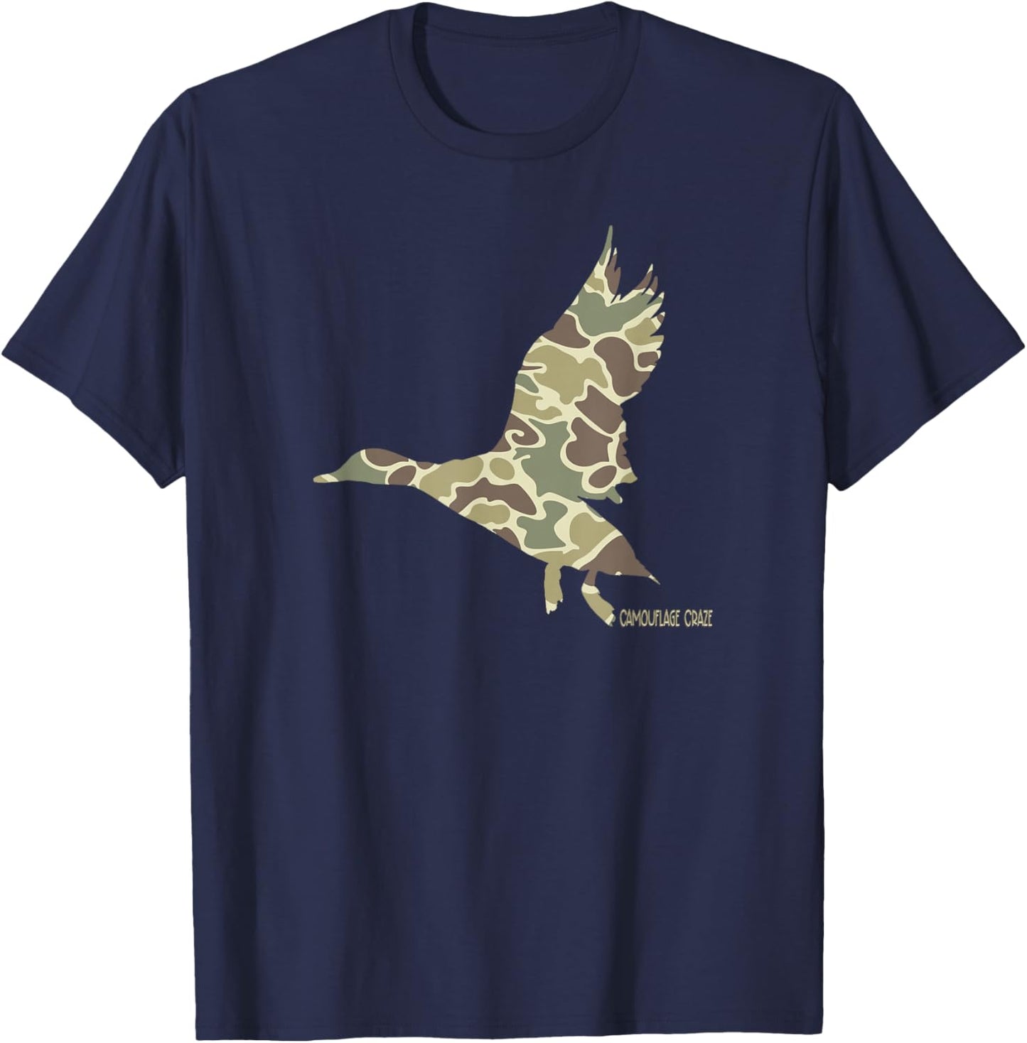 Flying Mallard Duck Camouflage Camo Duck Hunting Camo Hunter T-Shirt - T-Shirt | Navy