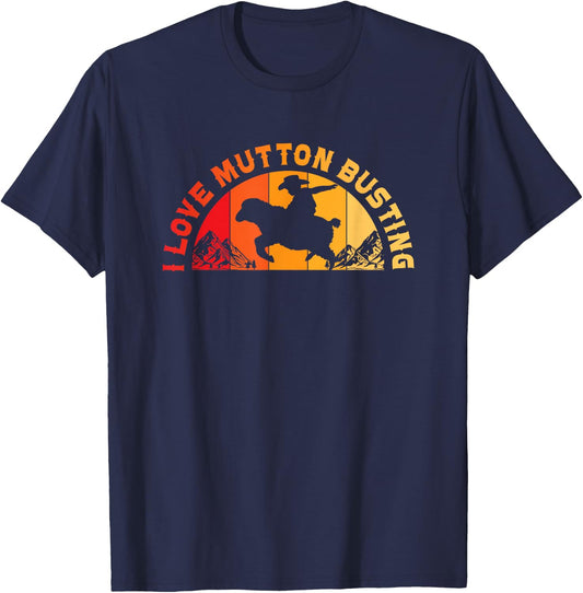 Mutton Busting Sheep Riding Youth Rodeo Funny Mutton Buster T-Shirt - T-Shirt | Navy