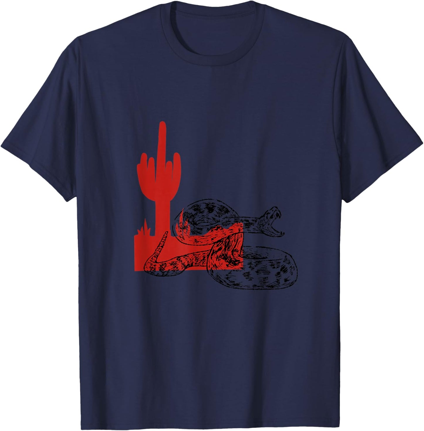 Desert Rattlesnake & Cactus Wild West T-Shirt - T-Shirt | Navy