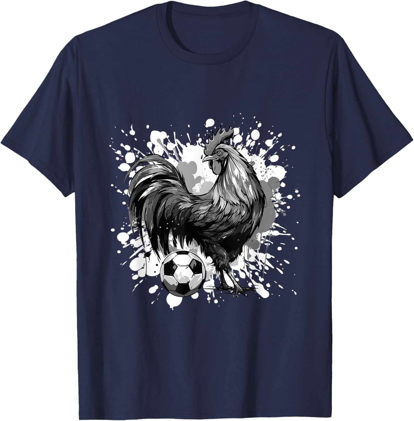 Rooster Playing Soccer Animal T-Shirt - T-Shirt | Navy