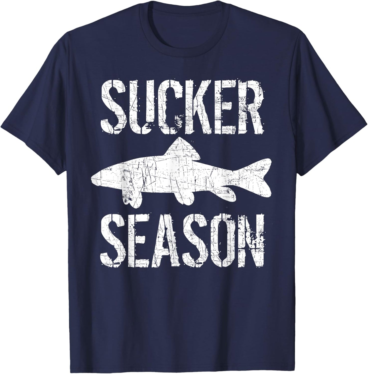 Musky Fishing Sucker Season Muskie T-Shirt - T-Shirt | Navy