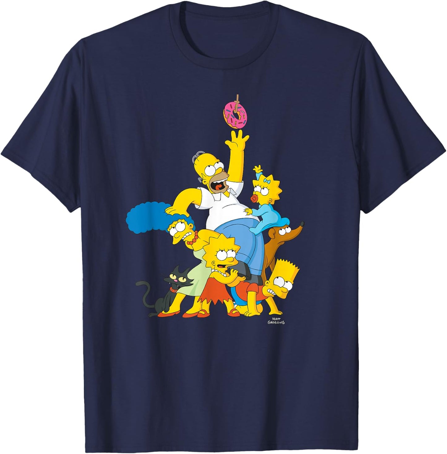 The Simpsons Family Donut Reach , black T-Shirt - T-Shirt | Navy
