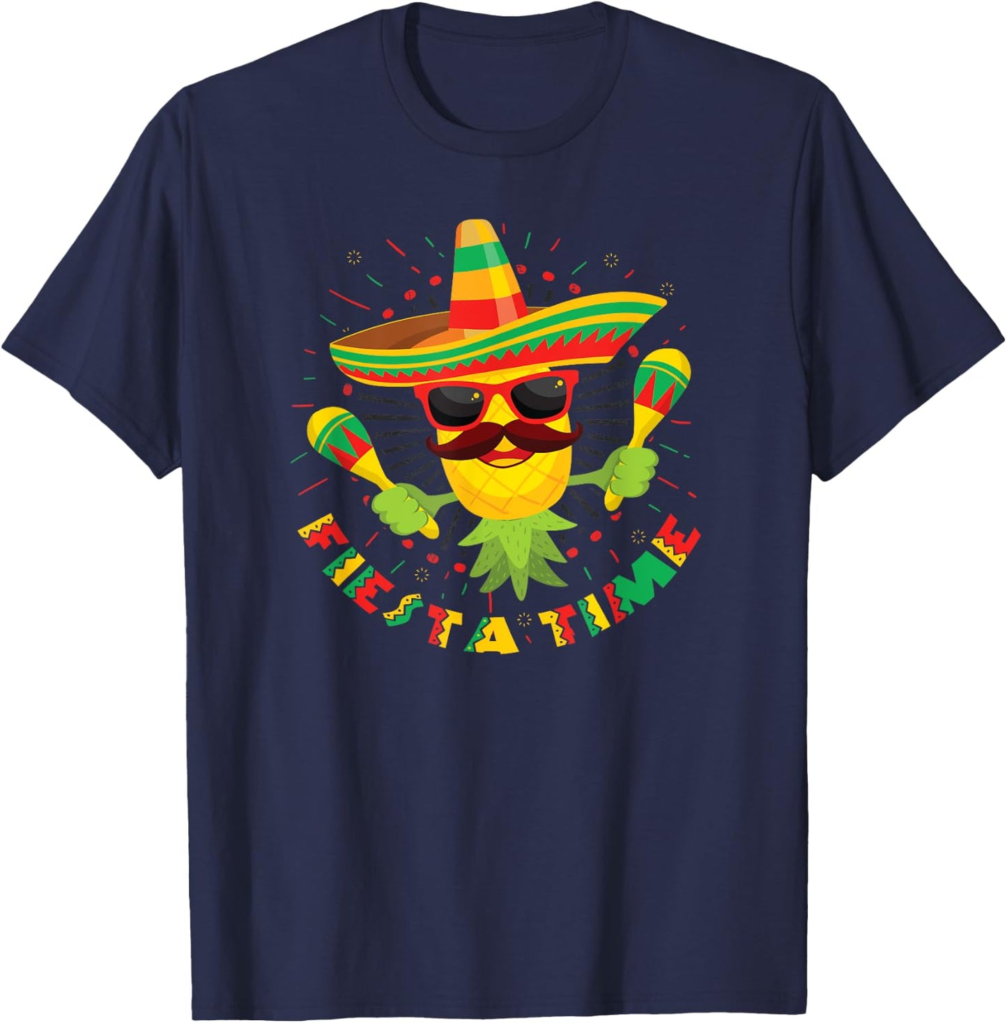 Swingers Upside Down Pineapple Cinco De Mayo Fiesta Time T-Shirt - T-Shirt | Navy