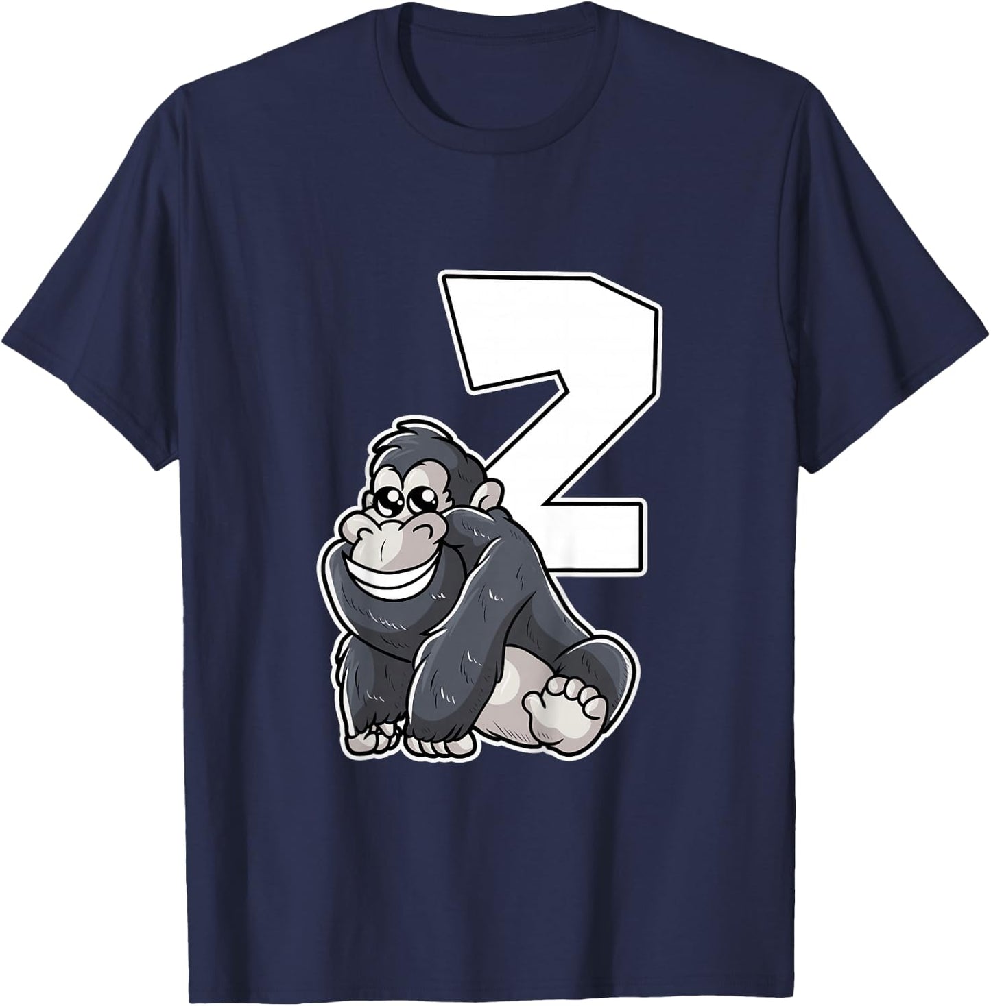 2nd Birthday Monkey 2 Year Old Gorilla T-Shirt - T-Shirt | Navy