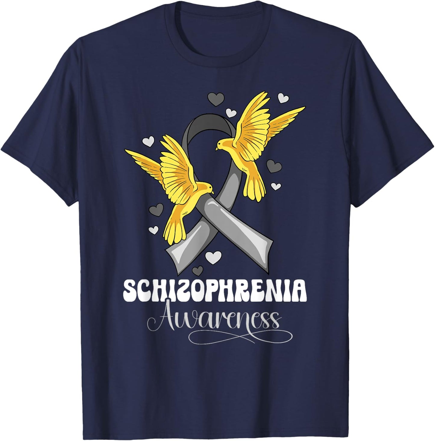 Schizophrenia Awareness - Kids' Black Modern Letter Print Short Sleeve T-Shirt - T-Shirt | Navy