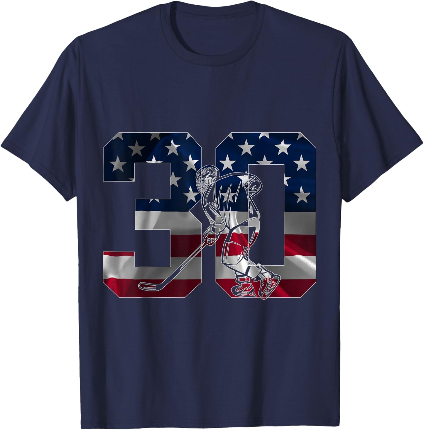 Numéro 30 Ans Hockey 30. Anniversaire T-Shirt - T-Shirt | Navy
