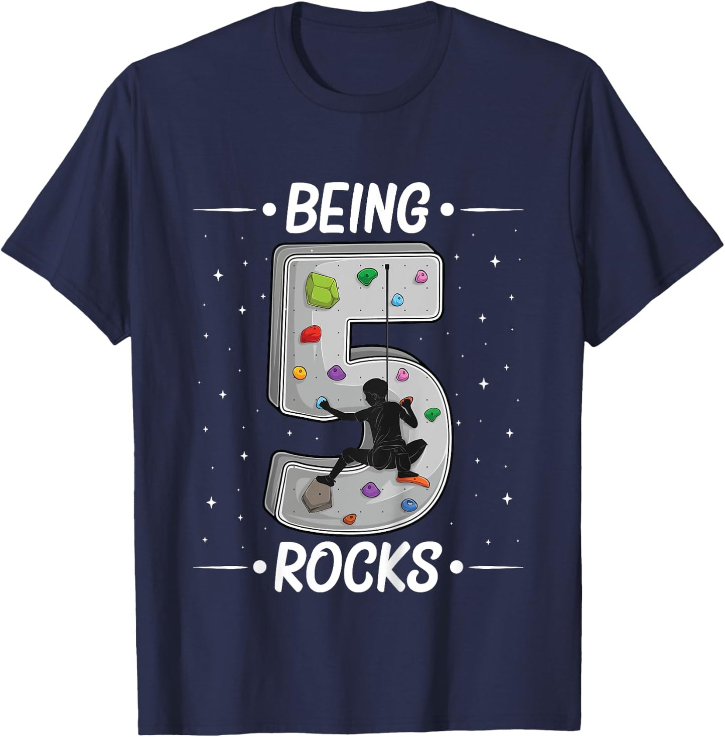 5 year old rock climbing 5th birthday Adventures Climber T-Shirt - T-Shirt | Navy