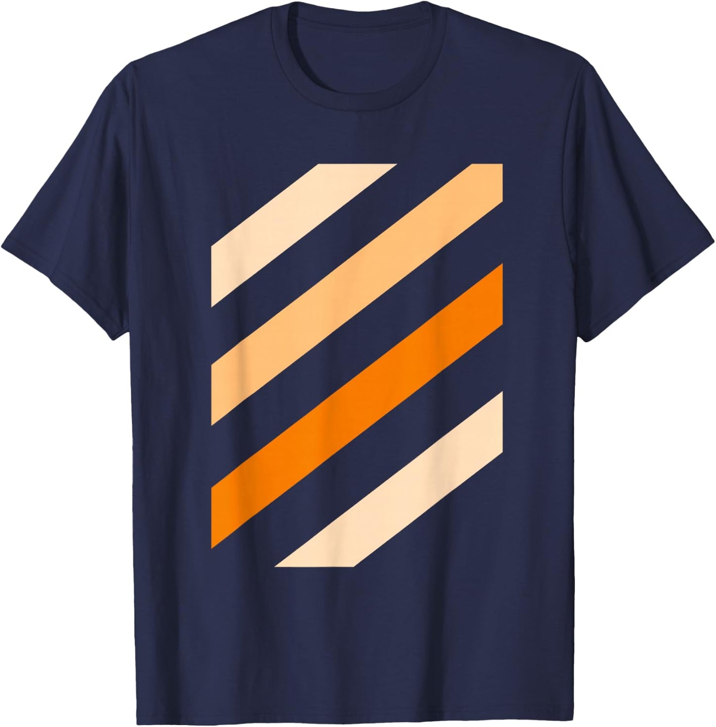 Orange Stripe Shades Orange Color Graphic T-Shirt - T-Shirt | Navy