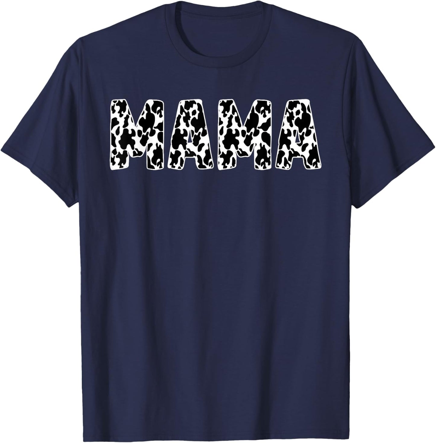 Cool Mama Cow Print Black White Animal Cow Lover T-Shirt - T-Shirt | Navy