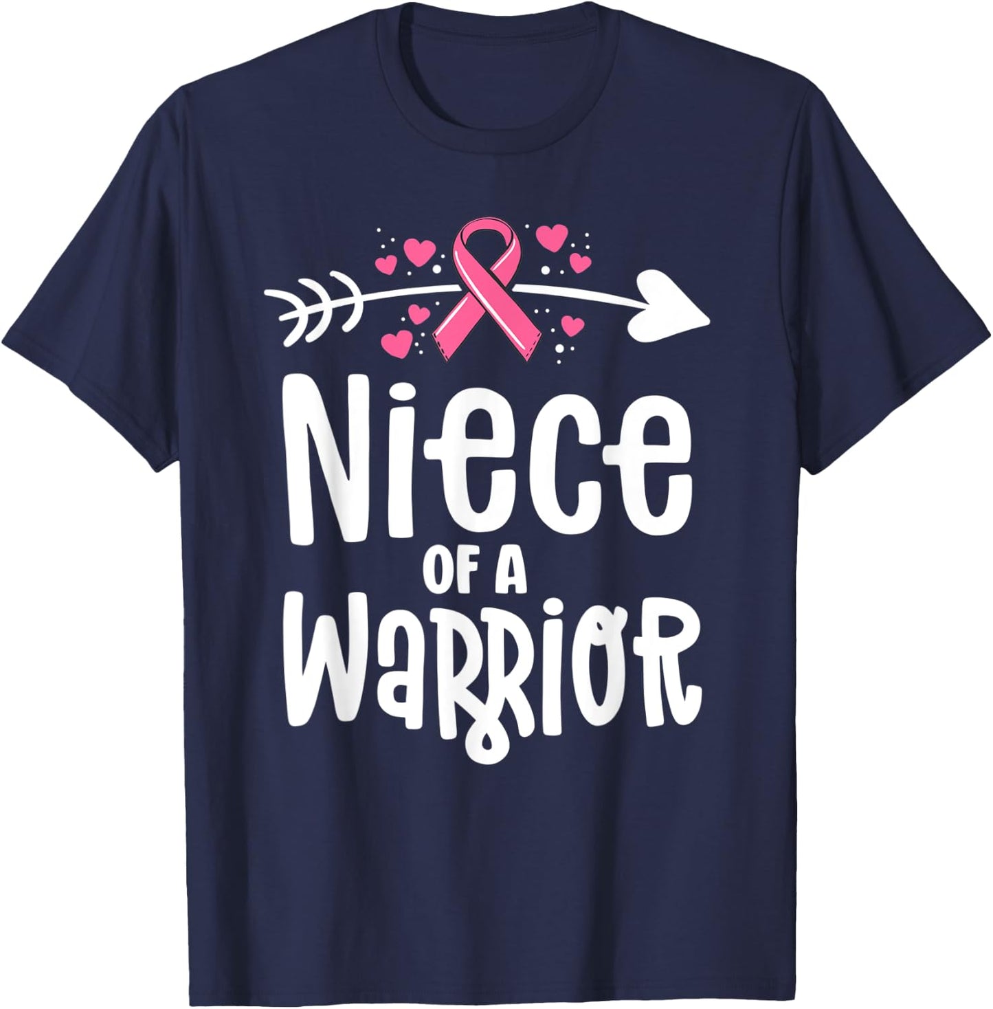 Niece Of A Warrior Family Breast Cancer Shirts Pink Ribbon T-Shirt - T-Shirt | Navy