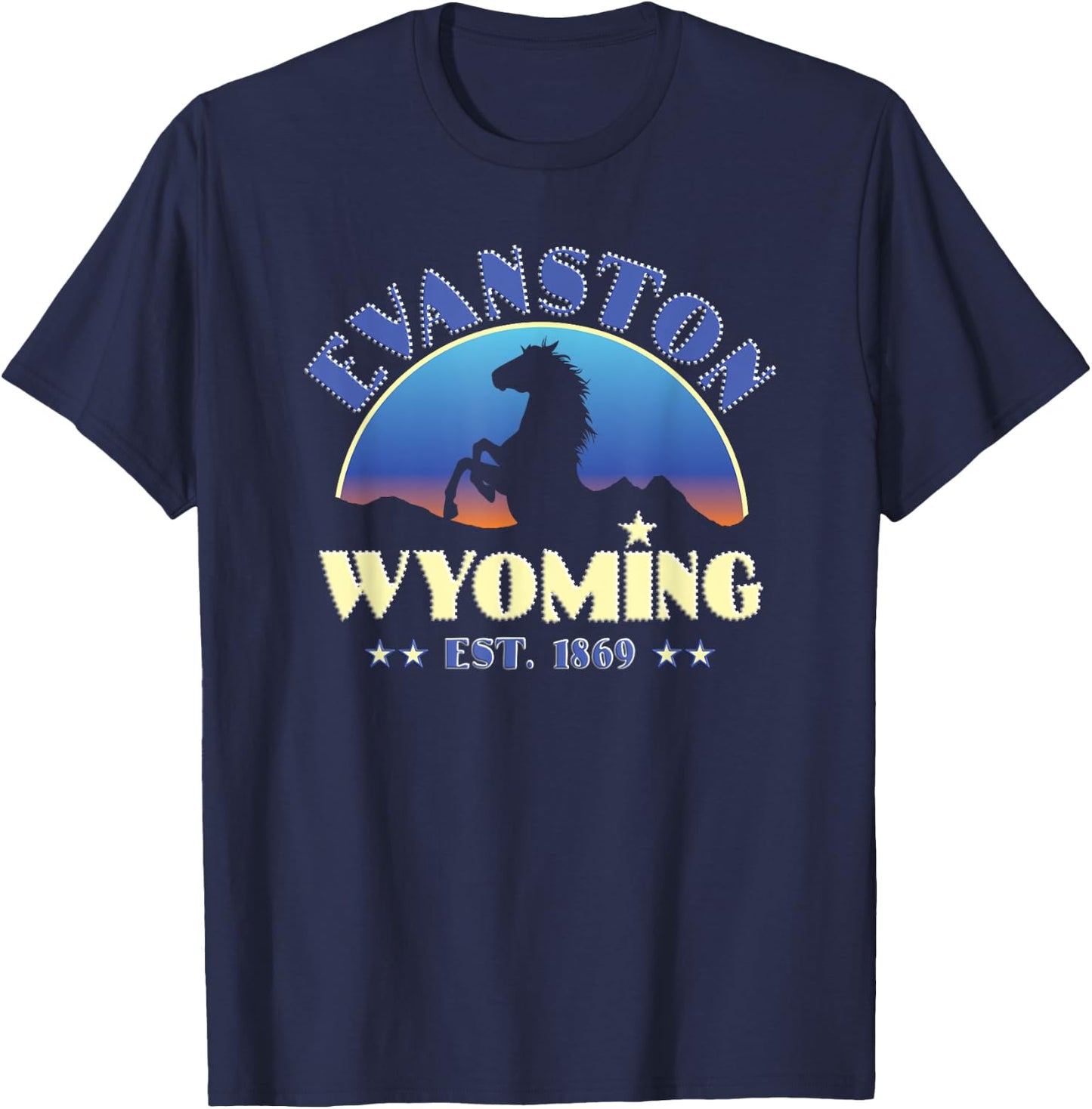 Evanston Wyoming WY Wild Horse T-Shirt - T-Shirt | Navy