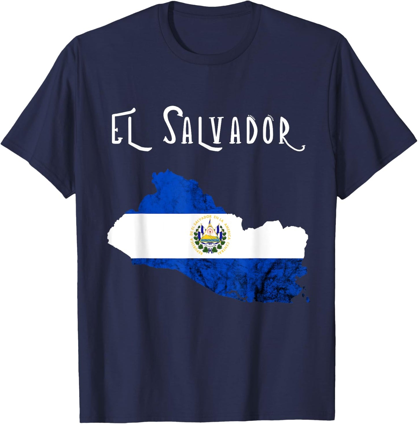 El Salvador Republica De El Salvador Map Salvadorian T-Shirt - T-Shirt | Navy