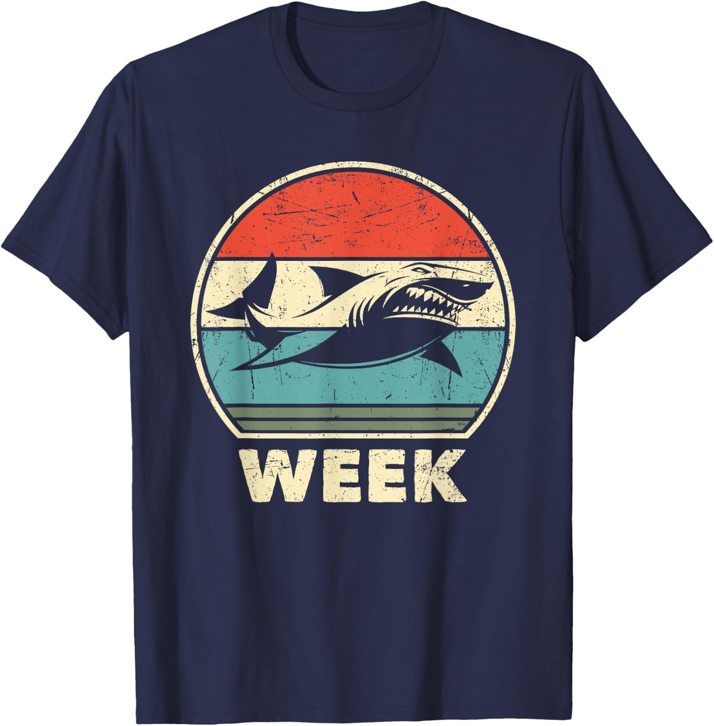 Funny Sharks Lover Week Retro Vintage Shark T-Shirt - T-Shirt | Navy