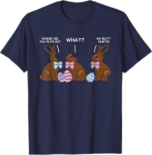 Where Did You Guys Go Chocolate Bunny Funny Easter Kids T-Shirt - T-Shirt | Navy