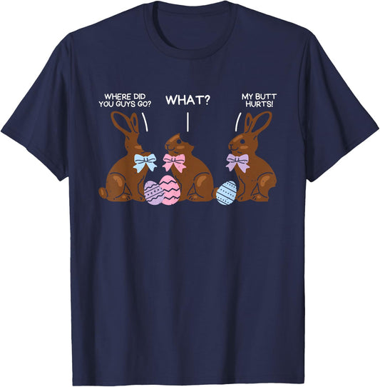Where Did You Guys Go Chocolate Bunny Funny Easter Kids T-Shirt - T-Shirt | Navy