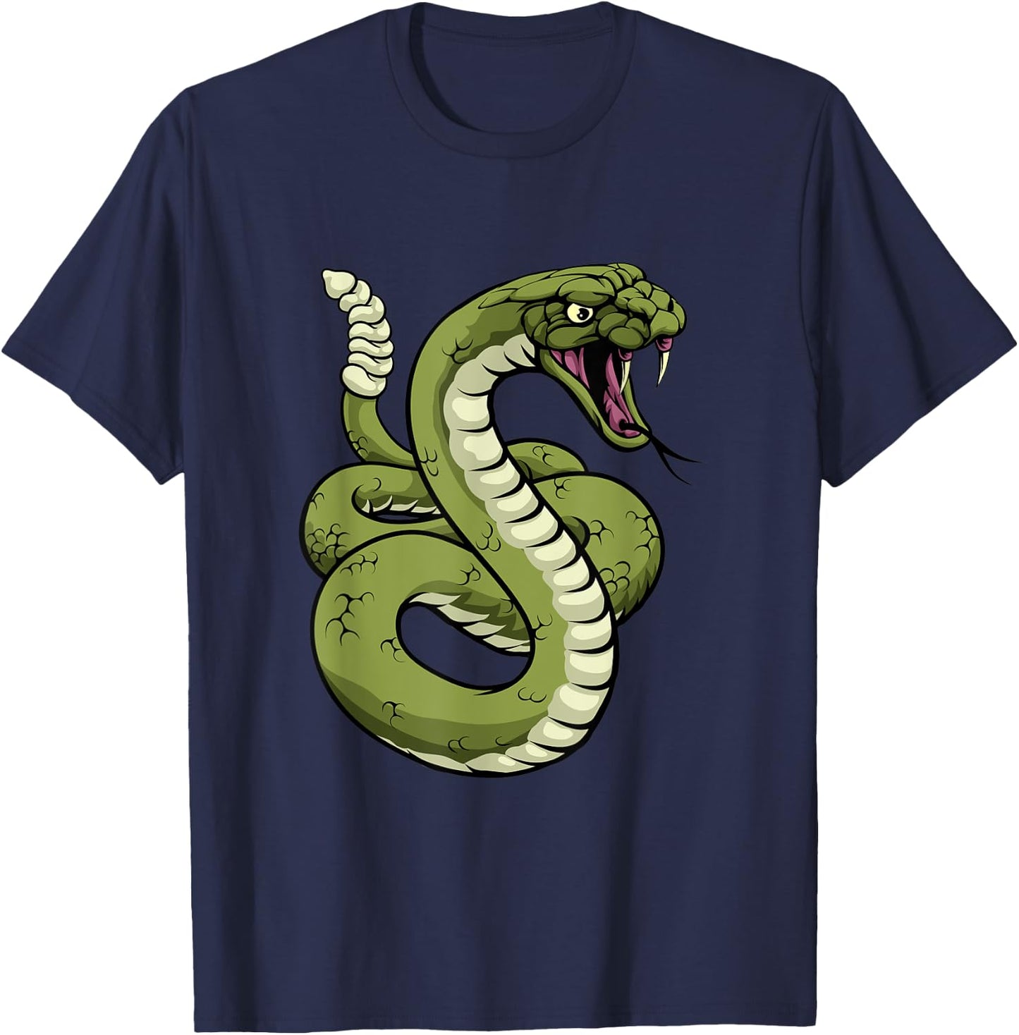 Rattlesnake Snake Animal Cartoon Design T-Shirt - T-Shirt | Navy