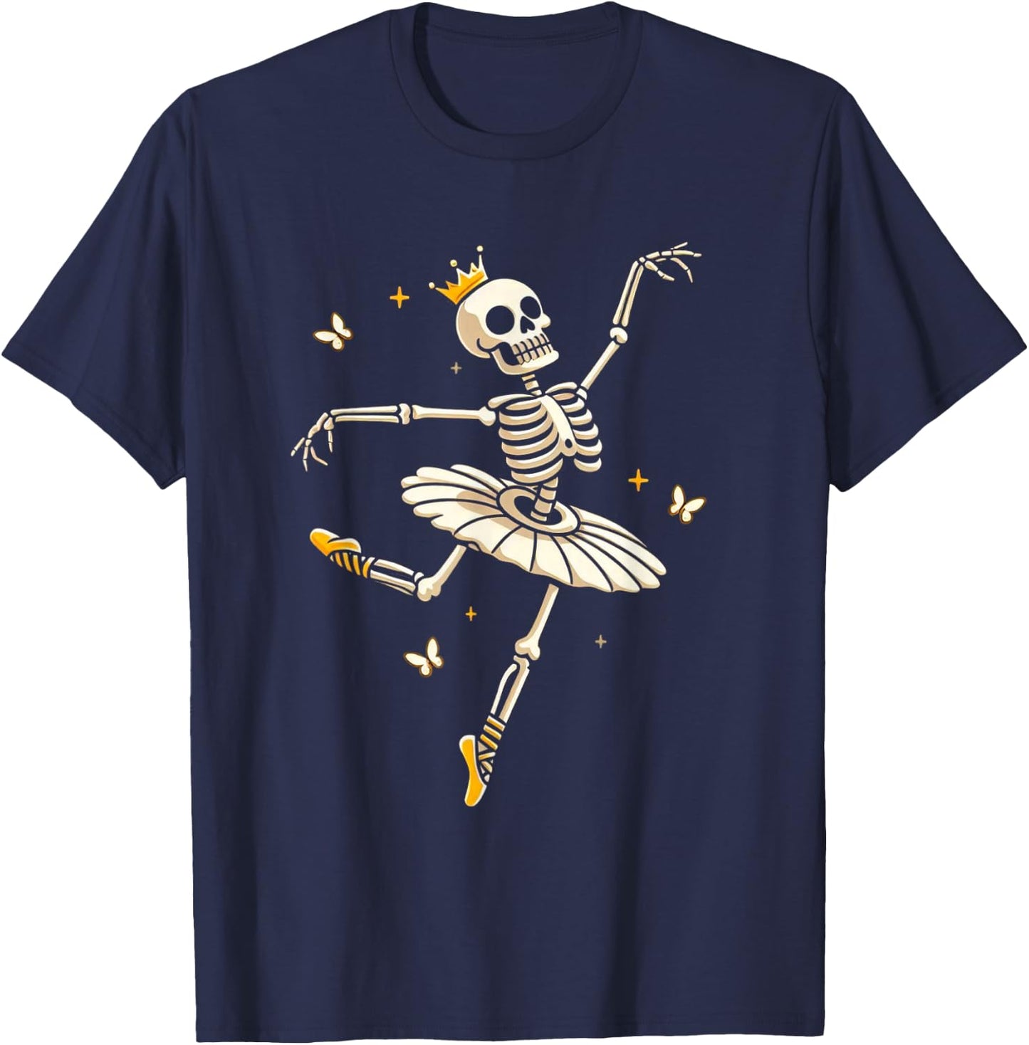 Skeleton Ballerina Ballet Dance Cute Halloween Costume Girl T-Shirt - T-Shirt | Navy