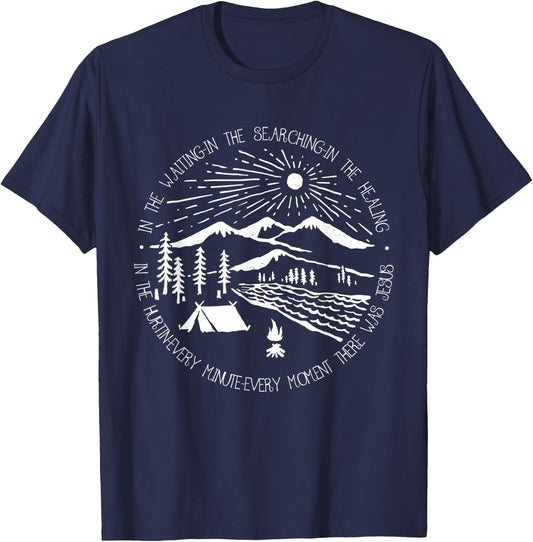 There Was Jesus Christian Outfits In The Waiting Searching T-Shirt - T-Shirt | Navy