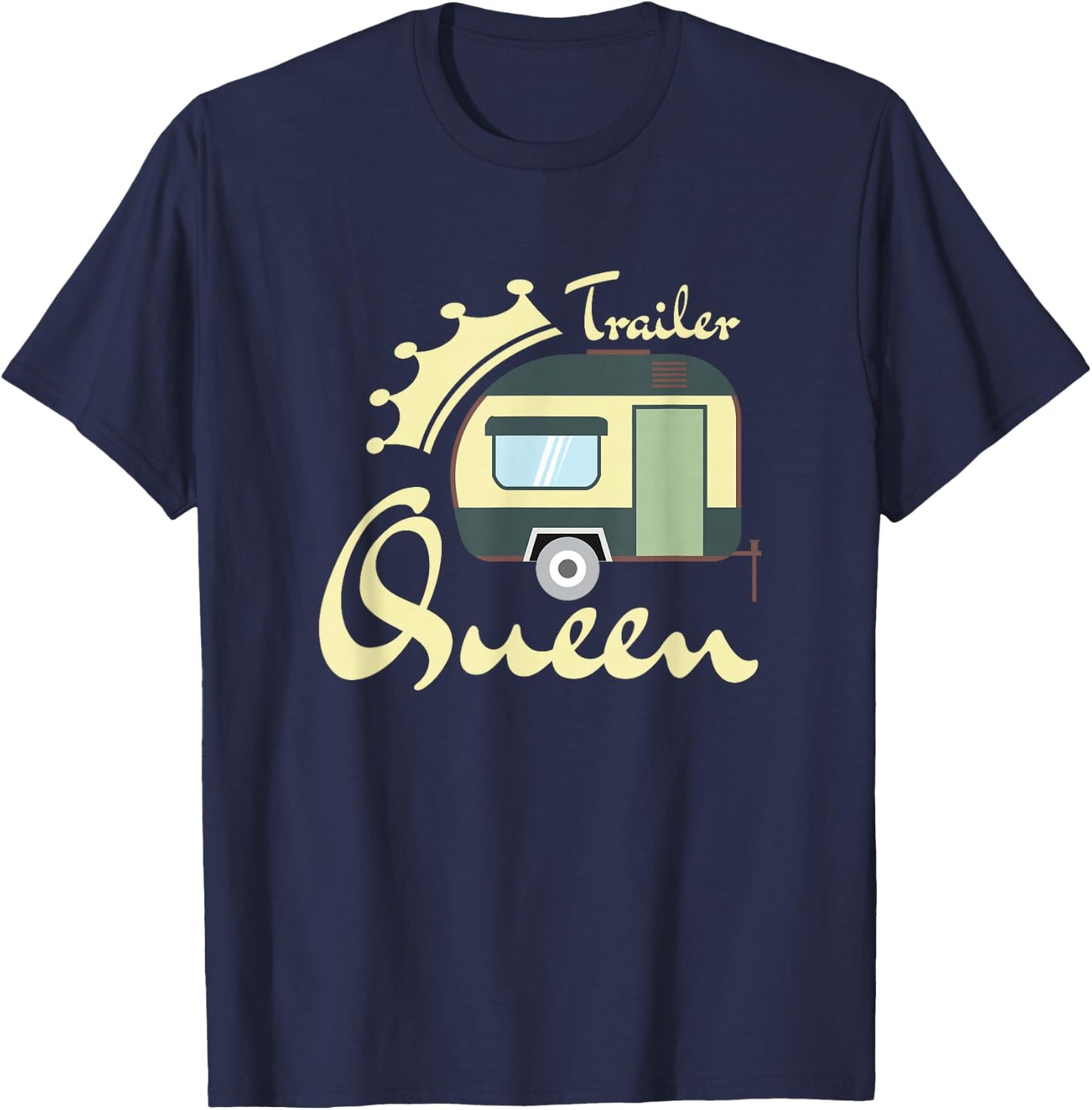 Trailer Queen Cute Vintage Retro Camper T-Shirt - T-Shirt | Navy