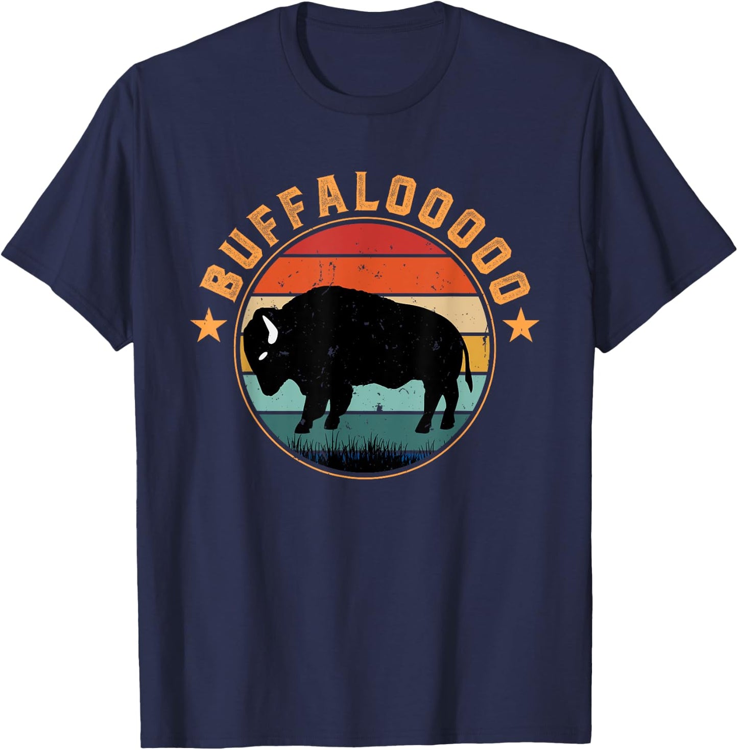 Lucky Buffalo Buffalooooo Retro Sunset Lucky Slot Machine T-Shirt - T-Shirt | Navy