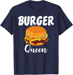 Hamburger Cheeseburger Burger Queen Fast Food T-Shirt - T-Shirt | Navy