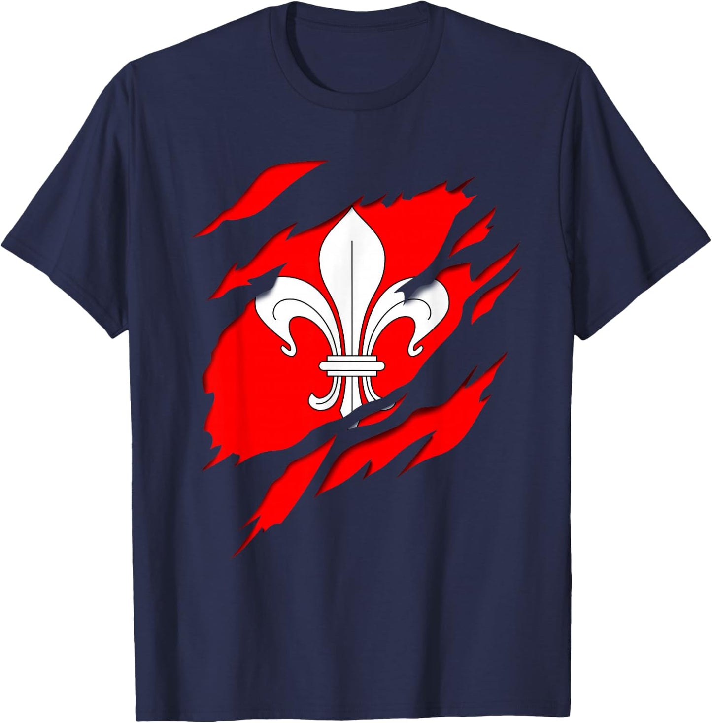 Flag Lille Coat of Arms torn with 3D effect. France T-Shirt - T-Shirt | Navy