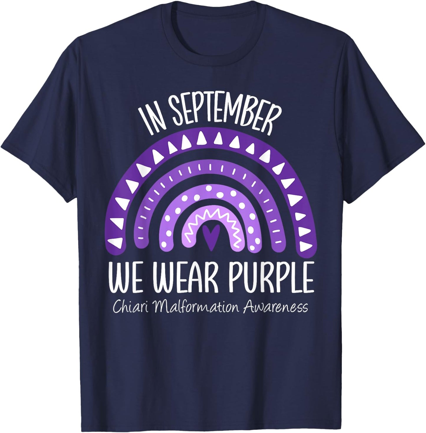 Rainbow September Wear Purple Chiari Malformation Awareness T-Shirt - T-Shirt | Navy