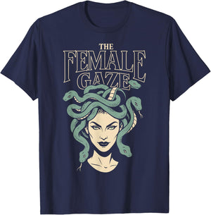 The Female Gaze Medusa Petrify The Patriarchy Funny Feminist T-Shirt - T-Shirt | Navy