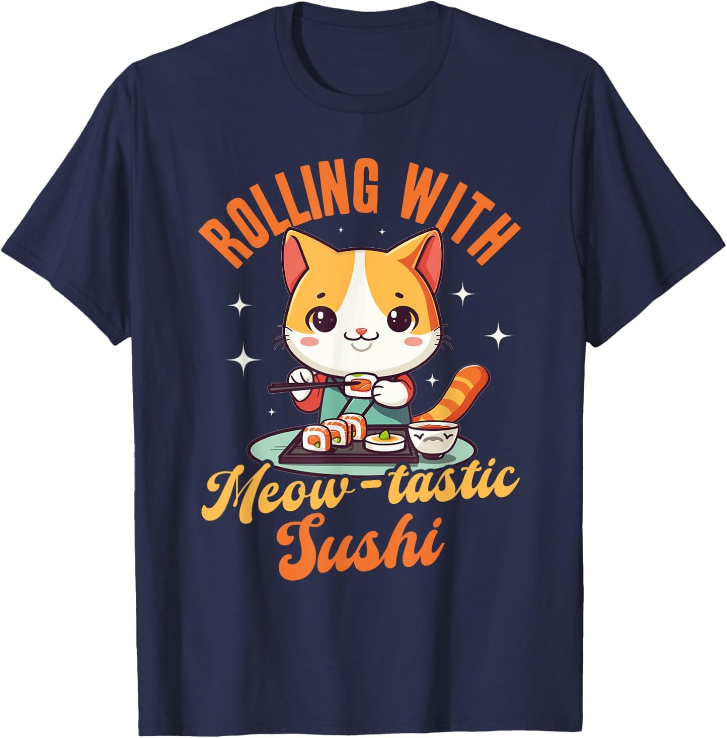 Sushi Roll Cat Neko Japanese Food Anime Kawaii Women Kids T-Shirt - T-Shirt | Navy