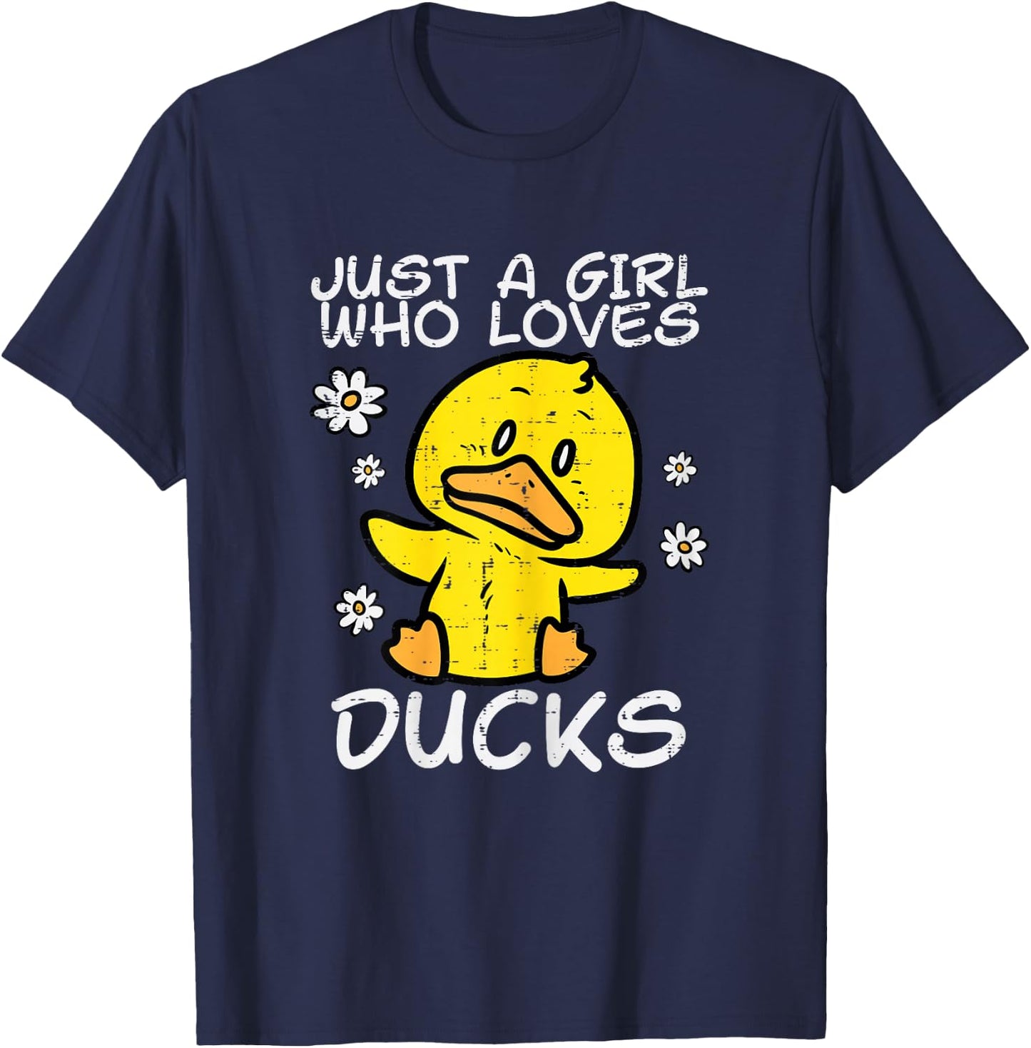 Just Girl Who Loves Ducks Cute Farm Animal Girls Kids Women T-Shirt - T-Shirt | Navy