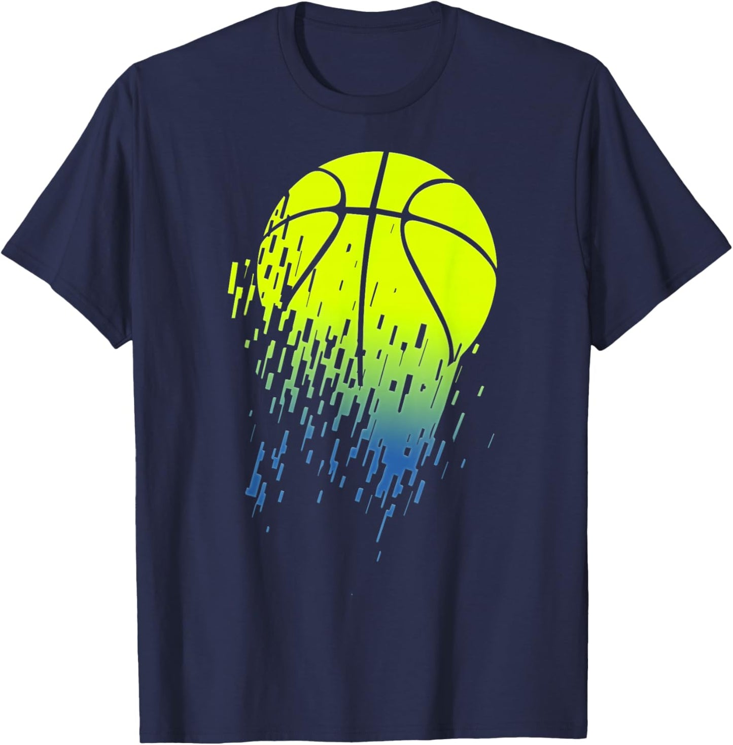 Disintegrating Neon Green Basketball Urban T-Shirt - T-Shirt | Navy