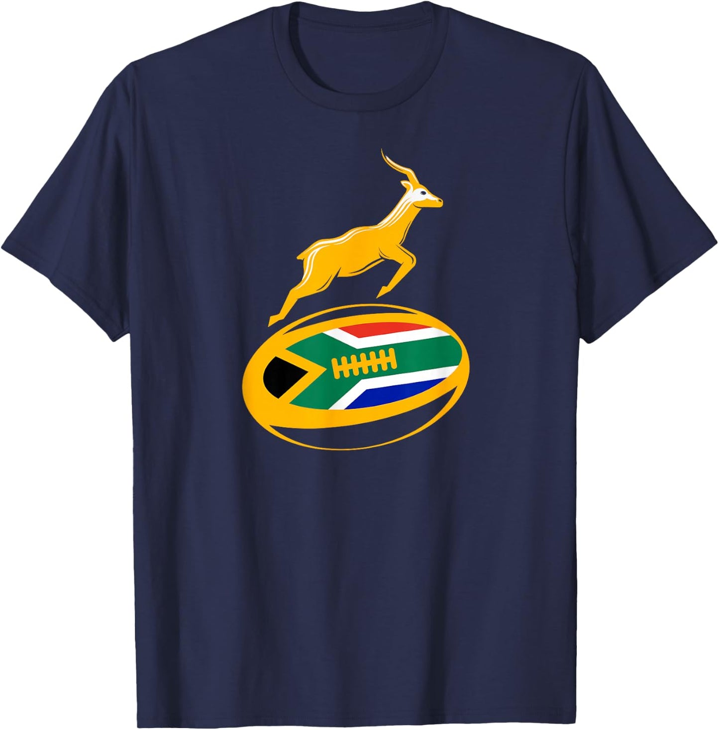 Springbok Rugbyball & Südafrikanische Flagge, Herren, Damen und Kinder T-Shirt - T-Shirt | Navy