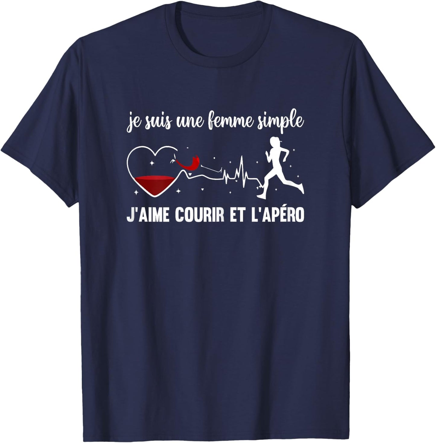 Women's Simple Gift Humor Running And Apero Sport Athletics , Black, Female X-Small T-Shirt - T-Shirt | Navy