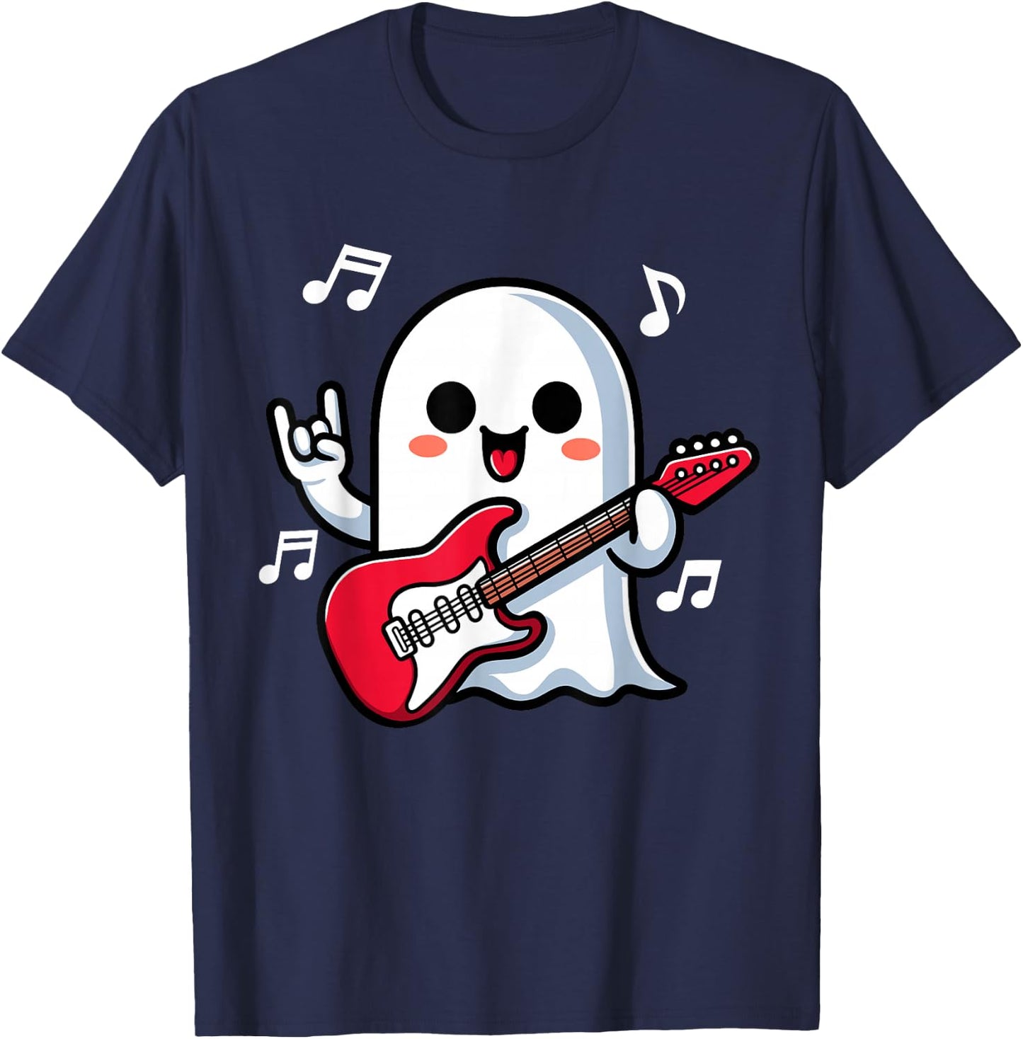 Spooky Ghost Electric Guitar Rock And Roll Boys T-Shirt - T-Shirt | Navy