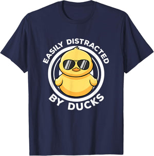 Easily Distracted By Ducks I Love Duck Lovers Funny Duck T-Shirt - T-Shirt | Navy