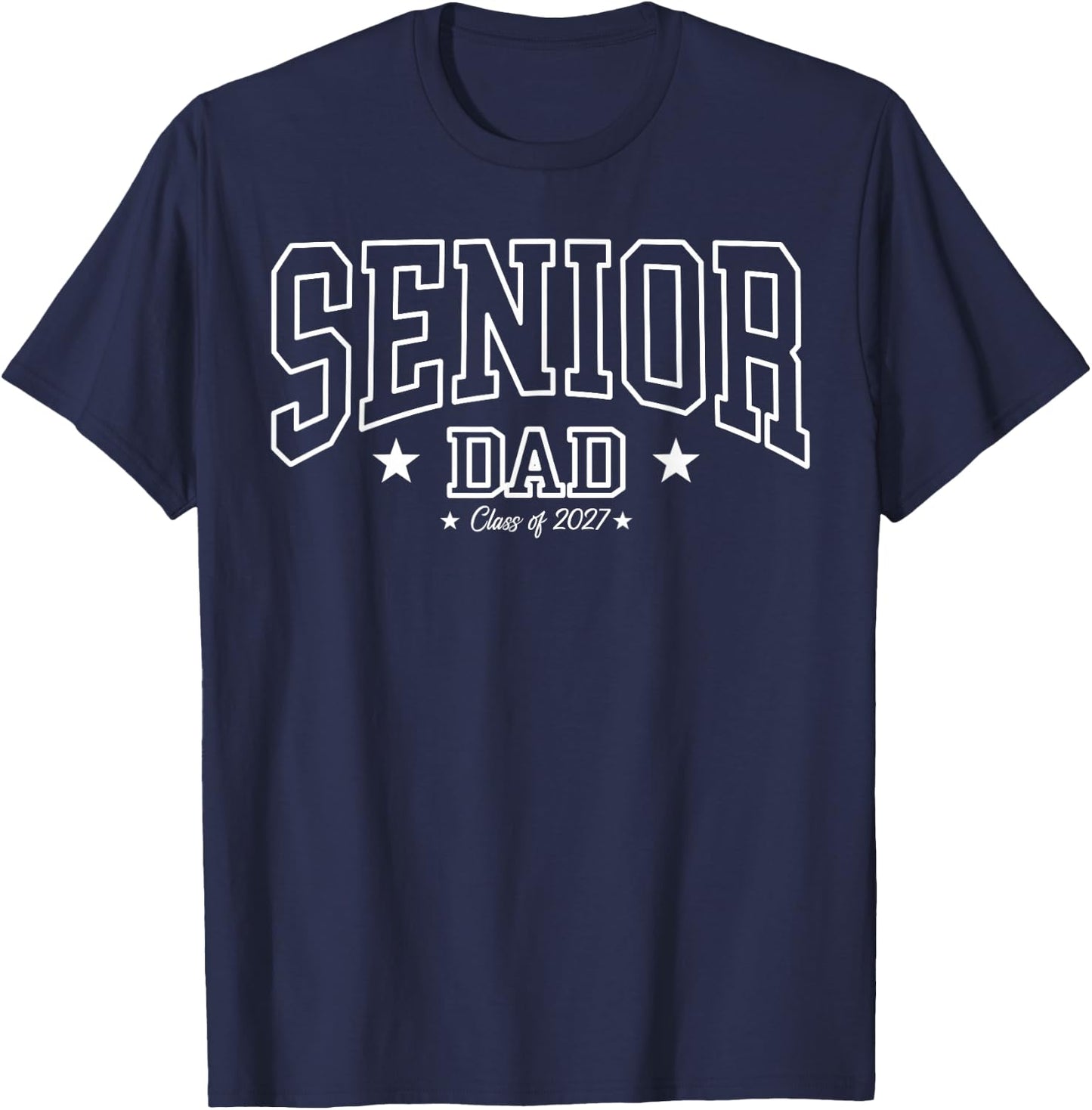 Senior Dad Class of 2027 Striped Graduate Father Graduation T-Shirt - T-Shirt | Navy