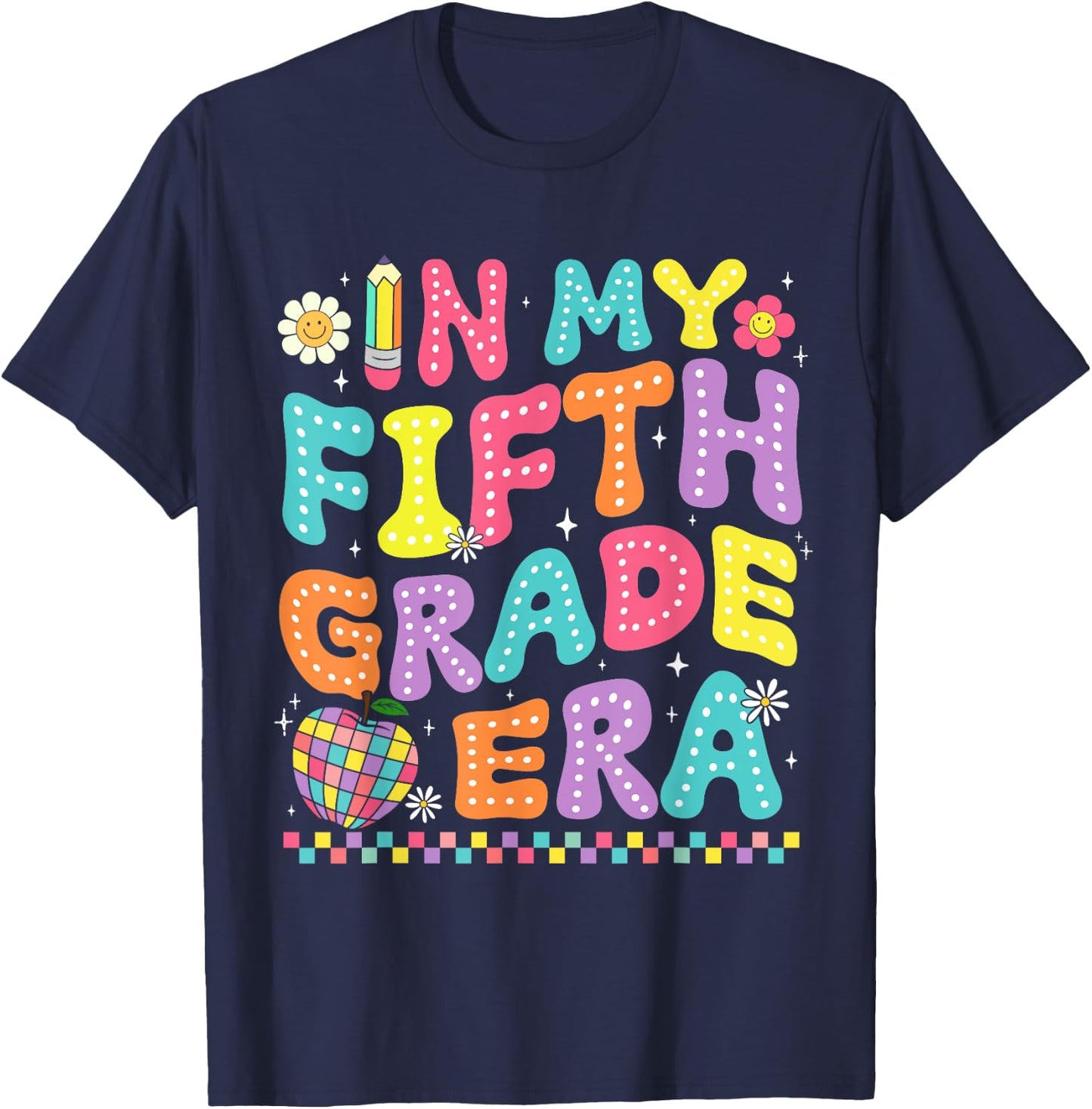 In My Fifth Grade Era Back To School Retro Groovy 5th Grade T-Shirt - T-Shirt | Navy