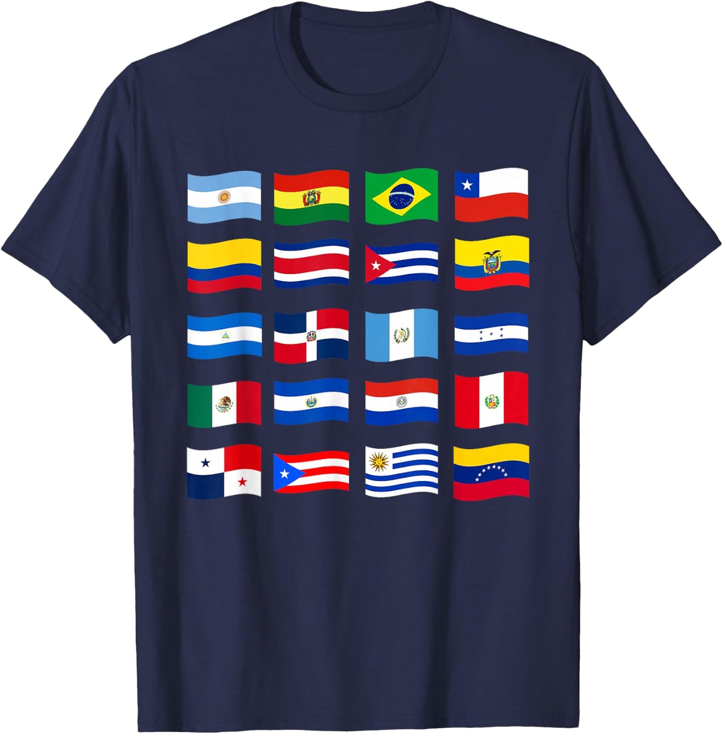 Hispanic Heritage Month National Latino Countries Flags T-Shirt - T-Shirt | Navy