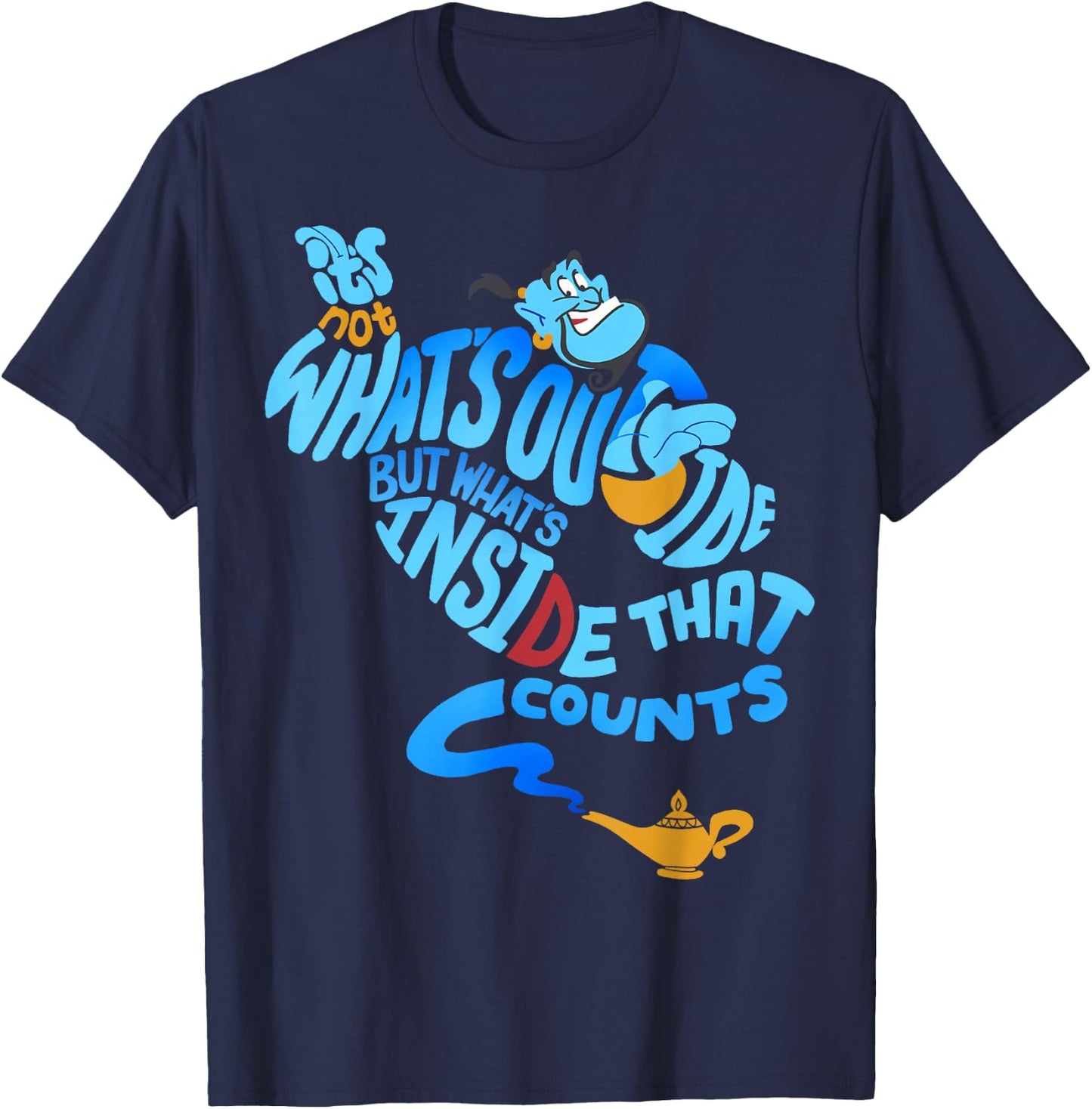 Disney Aladdin Genie Out Bottle Quote Graphic T-Shirt - T-Shirt | Navy