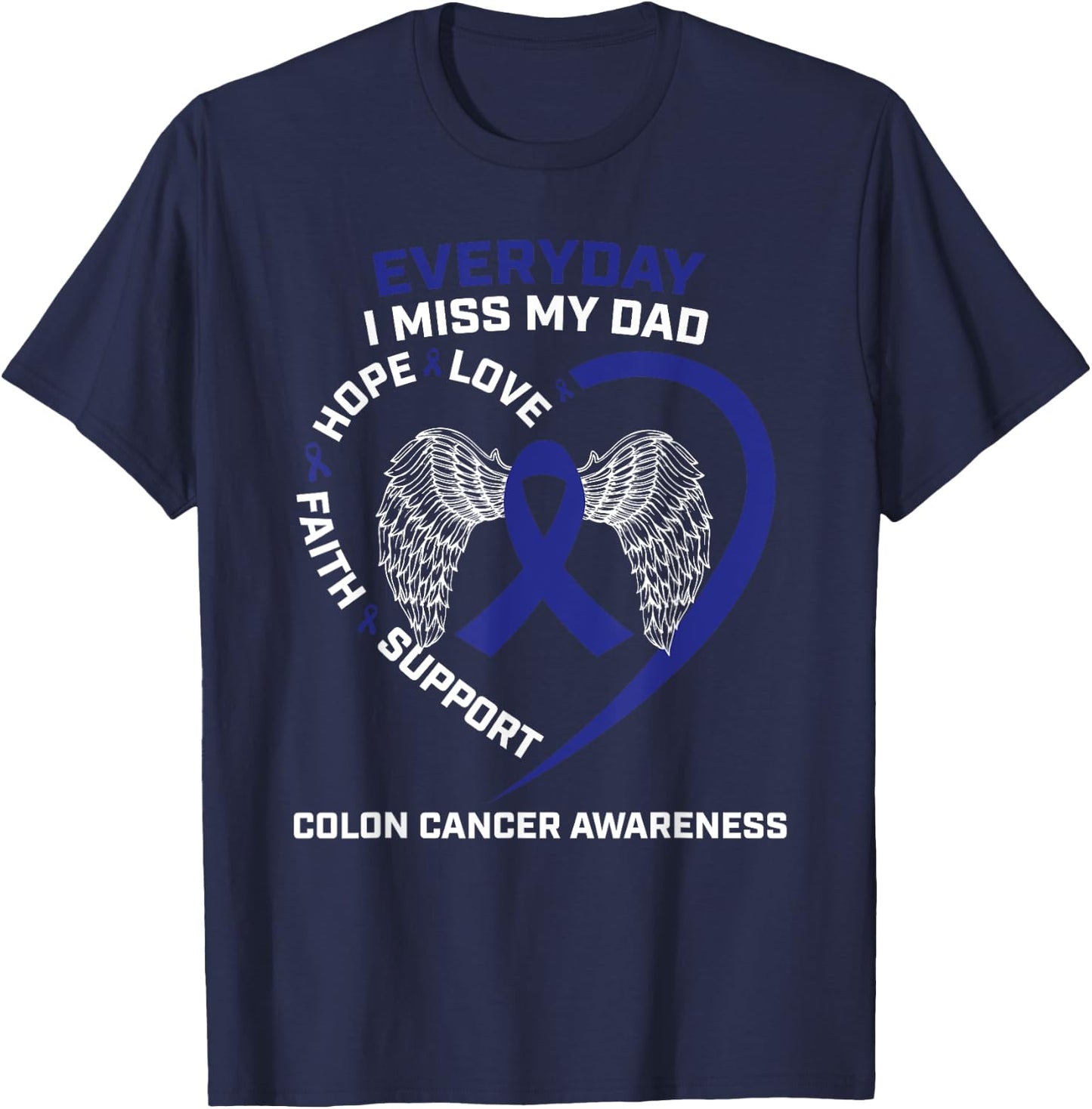 Colorectal Wings In Memory Of My Dad Colon Cancer Awareness T-Shirt - T-Shirt | Navy
