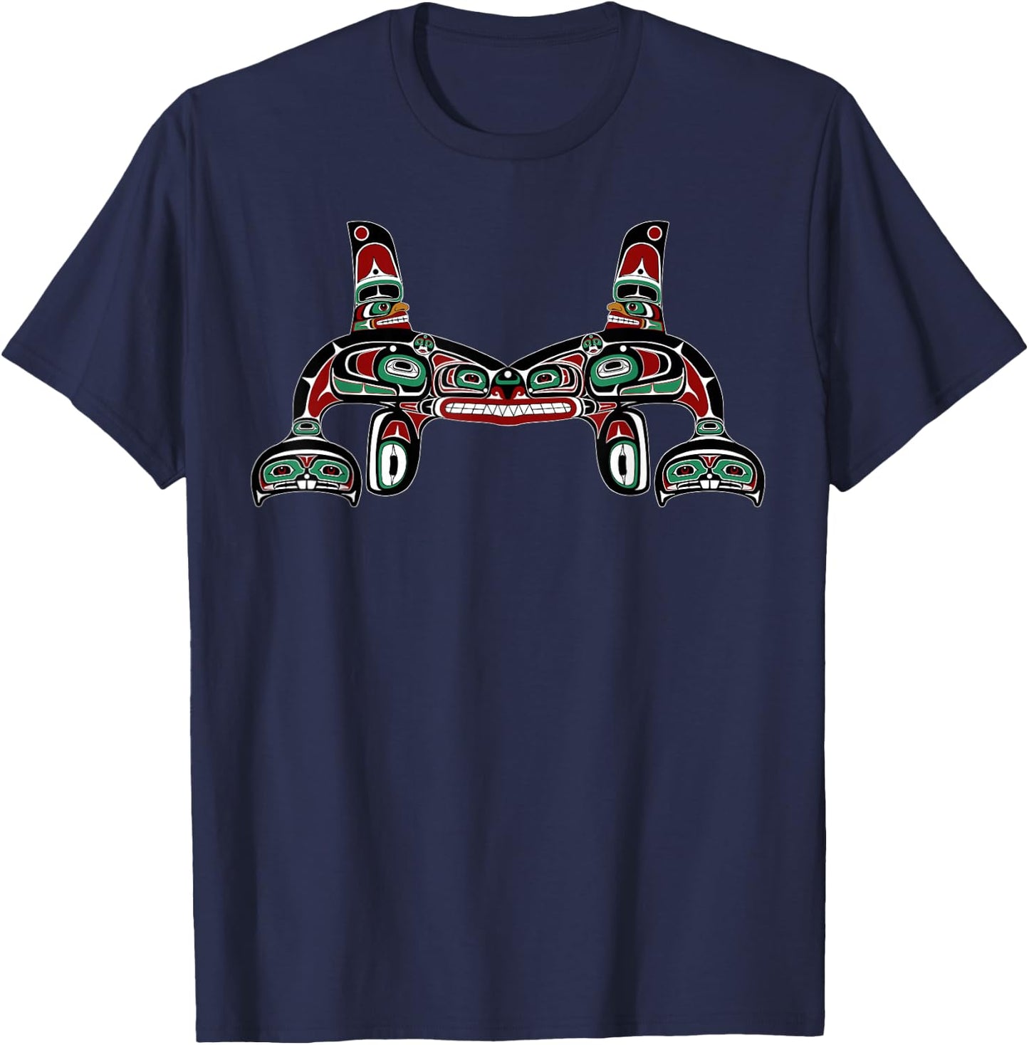 Alaska Native American Style Orca Tlingit Haida Indigenous T-Shirt - T-Shirt | Navy