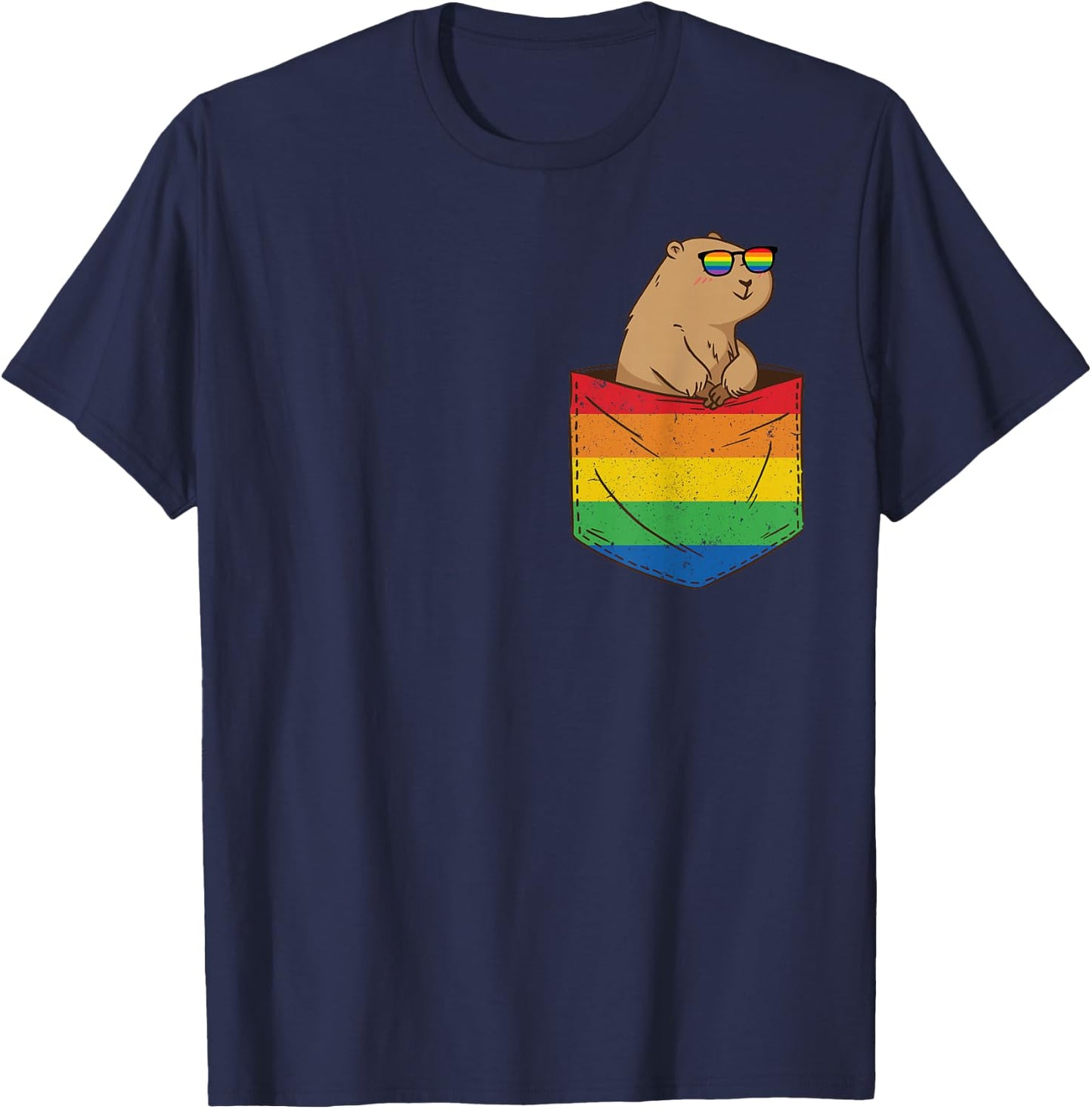 Lustige Taschen-Nager LGBT Tier Regenbogen Flagge Gay Pride T-Shirt - T-Shirt | Navy